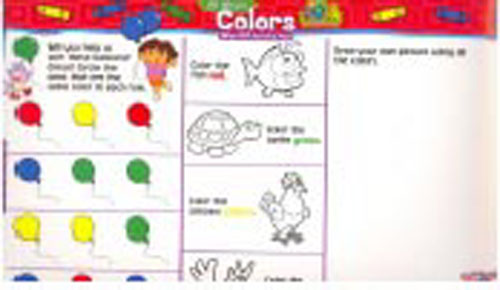 Dora Wipe Off Mat Colors